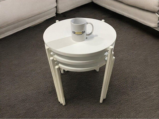 EDMONDA EVAKSESUAR ASYA ZİGON SEHPA 3LÜ SERVİS SEHPASI BEYAZ METAL AYAK