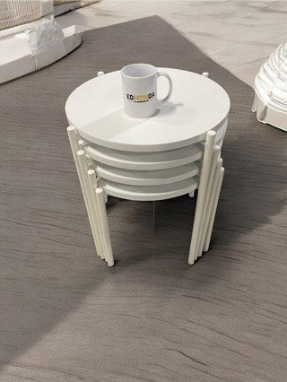 EDMONDA EVAKSESUAR ASYA ZİGON SEHPA 4LÜ SERVİS SEHPASI BEYAZ METAL AYAK