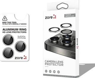 Apple iPhone 16 Pro Zore CL-12 Premium Safir Parmak İzi Bırakmayan Anti-Reflective Kamera Lens Koruy