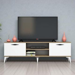 Fernıso Beyaz Tv Sehpası 160 Cm Modern Kulplu Hud
