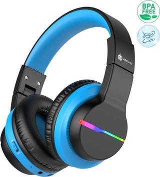 iClever Led Işıklı Güvenli Ses Sınırlı 85 Saat Oynatma Süreli Bluetooth Çocuk Kulaklığı Siyah Mavi
