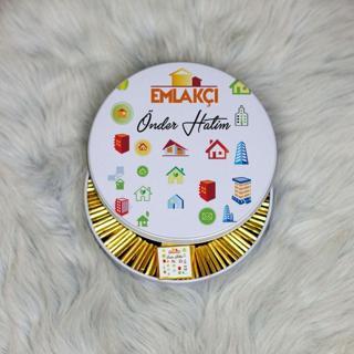 Hediyelen Emlakçı Metal Kutuda Çikolata 100 Adet