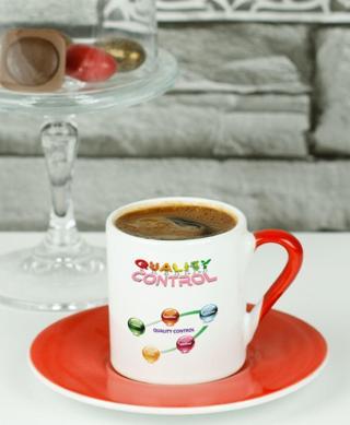 Hediyelen Qulaity Control Türk Kahvesi Fincanı Kırmızı