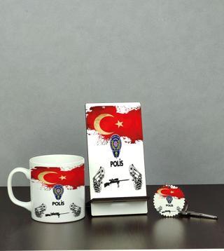 Hediyelen Polis Üçlü Set (Kupa + Telefon Standı + Anahtarlık)