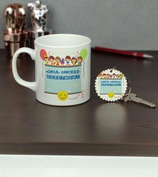 Hediyelen Okul Öncesi Öğretmeni Kupa Bardak Ve Anahtarlık Set