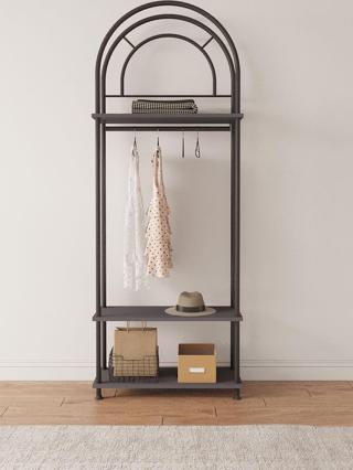 Mobitopya Çevir Kur Antrasit Oval Başlıklı Dekoratif Elbise Dolabı, Askılık, Düzenleyici 71*203*29 Cm