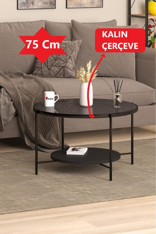 BETA AKSESUAR Oslo Orta Sehpa - Füme Cam / Siyah Mdf