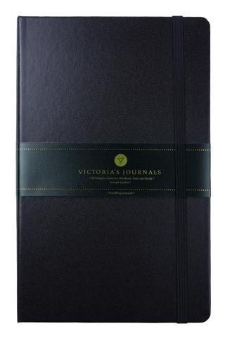 Victorias Journals Venzi Classic Vegan Deri Sert Kapaklı Kapaklı Çizgisiz Not Defteri 13x21 cm Siyah