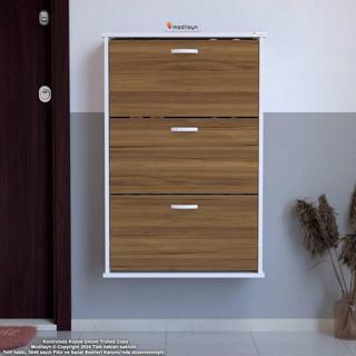 Modilayn VARBİ Asma Kapı Önü 52 x 107 x 25,5 cm’ lik 3 Düşer Kapak 6 Göz Raf Bölmeli Ayakkabılık