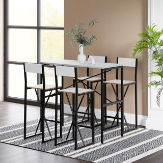 Eportatif 4 Kişilik Gzl Bar Masa Bar Sandalye Yemek Masa Sandalye Takımı Beyaz 1584