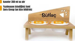 Kedi,Köpek KÜÇÜK ORTA IRK Mama Standı (18 mm MDF)( BEYAZ/ ANTRASİT Seramik)(PençeModelli)
