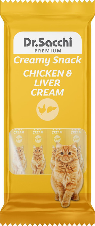 Dr.Sacchi Creamy Snack Chicken&Liver Sıvı Kedi Ödülü 4'Lü Paket