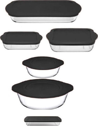 Paşabahçe kapaklı borcam seti - 6 parça borcam çeyiz seti kapaklı saklama seti antrasit gri