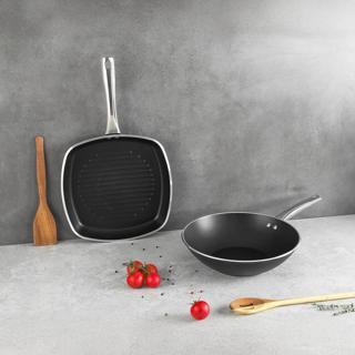 Aryıldız Atlanta 2 Parça Wok + Grill Tava Seti Black