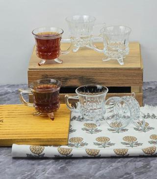 Loretta 6lı Çay Fincanı Seti - Cam Çay Bardağı Takımı - 6 Parça Çay Seti - 85 ML