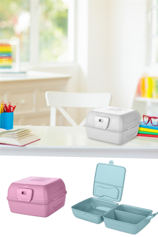 Taşınabilir Okul Piknik Yemek Kabı Beslenme Kutusu Çatal Kaşıklı Katlı Bölmeli Kilitli Saklama Kabı