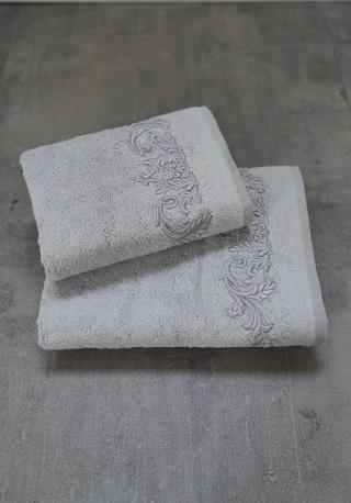 Sevim Bambu Yumuşak & Su Emici Tivoli Cloé Havlu - Gri Rengi Nakışlı Havlu Modelleri - 2'Li Set