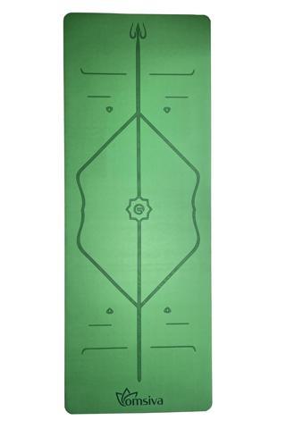OmSiva PROFESYONEL Yoga Matı  5 mm PU- Rubber HİZA SERİSİ  Yeşil TERLİ ELLER DE KAYDIRMAZ
