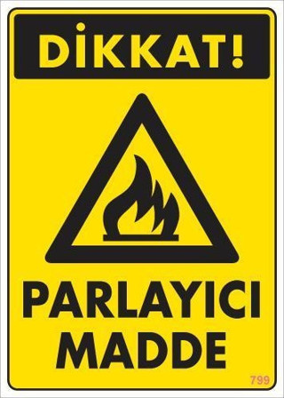 Dikkat Parlayıcı Madde Uyarı Levhası 25x35 KOD:799
