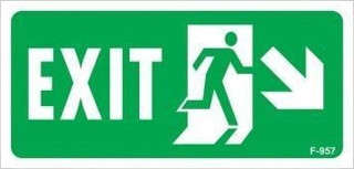 Exit Sağ Aşağı Uyarı Levhası 17,5x25 KOD:957