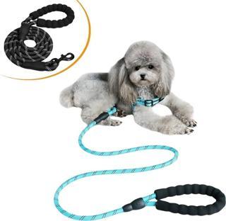 Reflektörlü Fosforlu Köpek Gezdirme Halatı Tasma Kayışı Metal Kancalı 130 cm-Findit