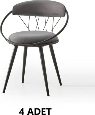 Kagu Relax Tel Sandalye Mutfak,Balkon,Çalışma Odası 4'Lü Siyah