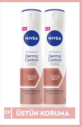 Kadın Sprey Deodorant Derma Control Clinical 150ml, 96 Saat Üstün Ter Koruması, C Vitamini, X2 Adet