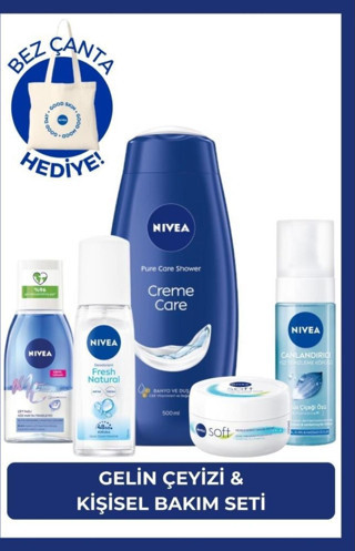 Gelin Çeyiz Seti, Duş Jeli 500ml, Yüz Yıkama Köpüğü, Pump Deodorant,göz Makyaj Temizleyici, Kr