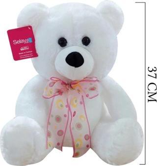 1178B Selay, Oturan Ayı 37 cm Beyaz
