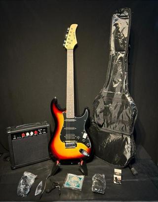 Elektro Gitar set Sunburst (Gitar-Amfi-Stand-Kablo-Askı-Kapo-Akort Cihazı-Yedek Tel)