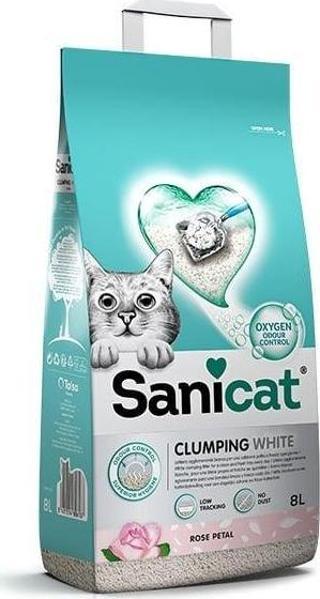 Sanicat Clunping White Gül Kokulu Topaklanan Kedi Kumu 8 Lt