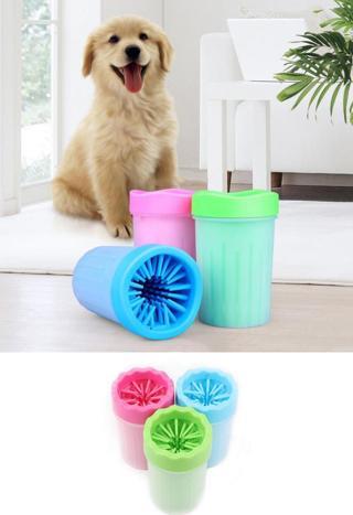 Pati Ayak Yıkama Kovası Silikon Jel Fırçalı Kedi Köpek  (Küçük)-Findit