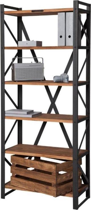 Doffo Fleron Metal Kitaplık Ahşap Doğal Raf