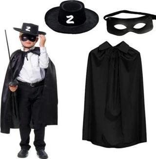 Zorro Pelerin Şapkası ve Maske Seti Çocuk Boy