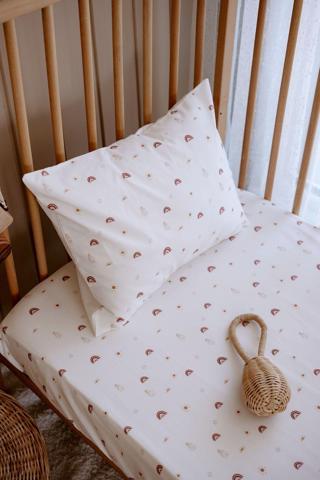 Tba Collection Bebek Boy Lastikli Çarşaf Seti | Boho Rainbow Ekru 60x120 cm