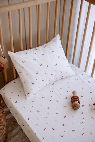 Tba Collection Bebek Boy Lastikli Çarşaf Seti | Boho Moons Ekru 80x140 cm