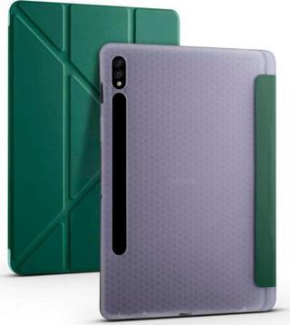 Galaxy Tab S7 FE LTE (T737-T736-T733-T730) Uyumlu Kalemlikli Premium Standlı Katlanabilir Uyku Modu Özellikli Tablet Kılıfı