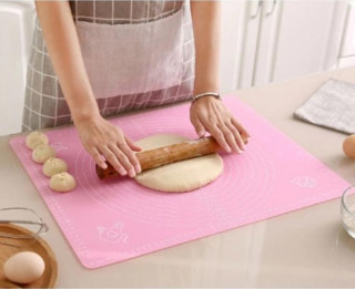 50 x 40 cm Silikon Hamur Açma Matı Ölçekli Yapışmaz Kaymaz Mat Erişte Mantı Hamuru Altlığı Silpat