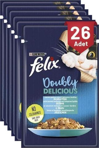 Felix Çifte Lezzet Somon Sardalya Konserve Kedi Maması 85 gr X 26 Adet