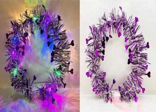 Kalp Püsküllü Gece Parıltısı 3 Modlu LED li Işıklı Taç Mor Renk TdrTR