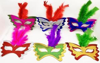 Tüylü Kağıt Parti Venedik Balo After Maskesi 6 Adet TdrTR