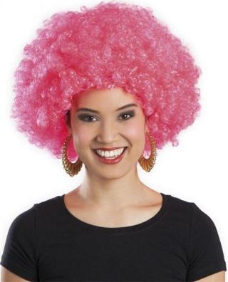 Pembe Renk Kıvırcık Afro Bonus Peruk TdrTR