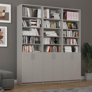 %100 MDFLAM Kül Gri Kapaklı Kitaplık K-52