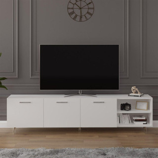 Asra Trend MDF Beyaz TV Ünitesi - 200 cm, Şık & Modern Tasarım TV Sehpası, T-18