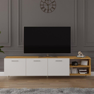 Asra Trend MDF Petra/Beyaz TV Ünitesi - 200 cm, Şık & Modern Tasarım TV Sehpası, T-20