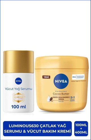 Luminous630 Çatlak Karşıtı Vücut Yağ Serumu 100ml Ve Cocoa Butter Nemlendirici Krem 400ml, Kuru Cilt