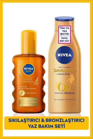 Sun Karoten Bronzlaştırıcı Güneş Spreyi 200ml Ve Q10 Sıkılaştırıcı Bronzluk Vücut Losyonu 200ml