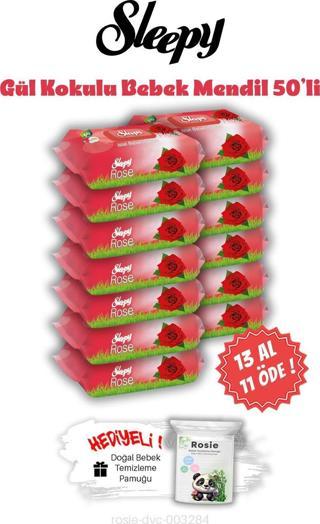 Sleepy Gül Kokulu 13 AL 11 ÖDE Islak Bebek Mendil 50'li ve ROSIE