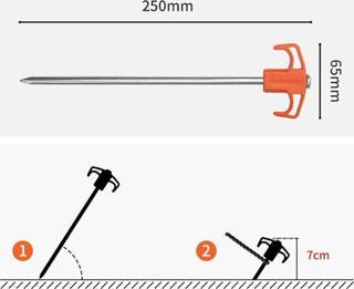 Naturehike Çadır Kazığı 25 cm ( Galvanizli Demir ) (2 Pcs) TURUNCU