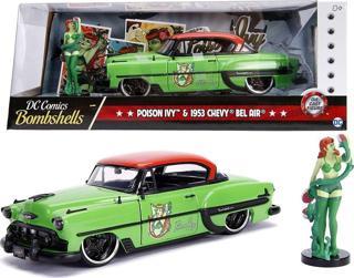 Jada 1:24 Dc Comics Bombshells Poison Ivy & 1953 Chevy Bel Air Model Araba
